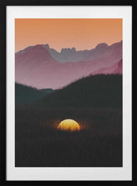Golden Orb Landscape, arte de Javier Pardina con marco