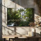 Sunlit Jungle Waterfall