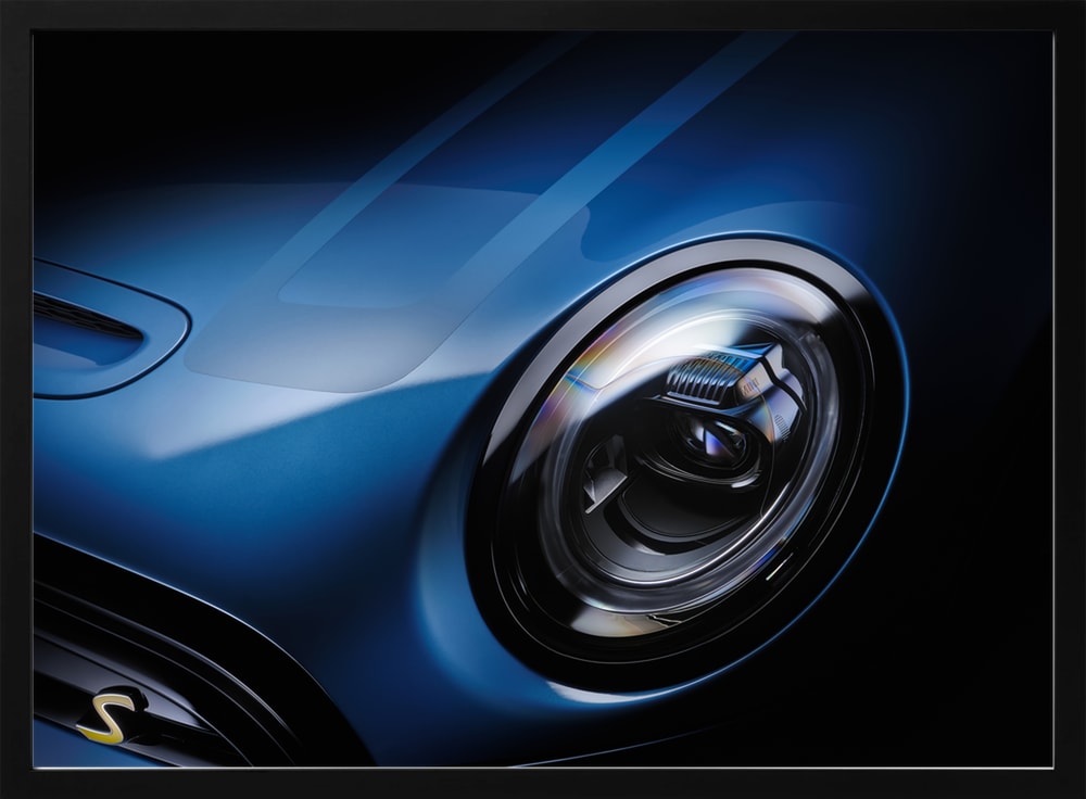 Sleek Blue Car Headlight
