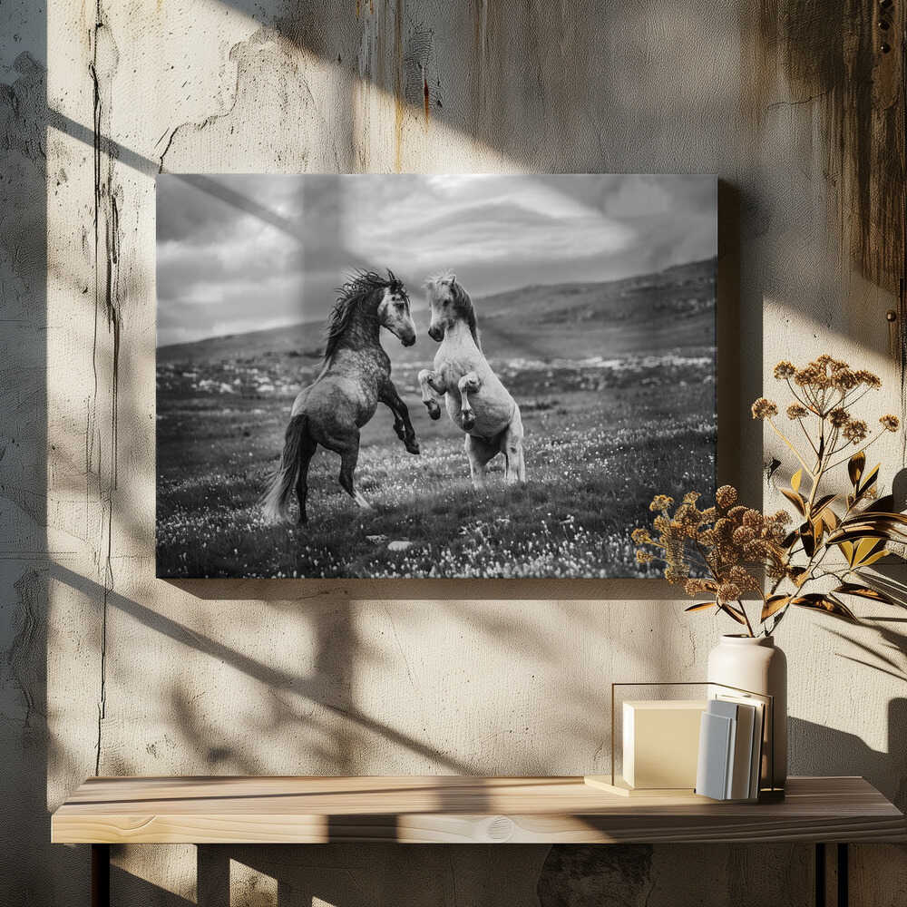 Wild Horses Rearing