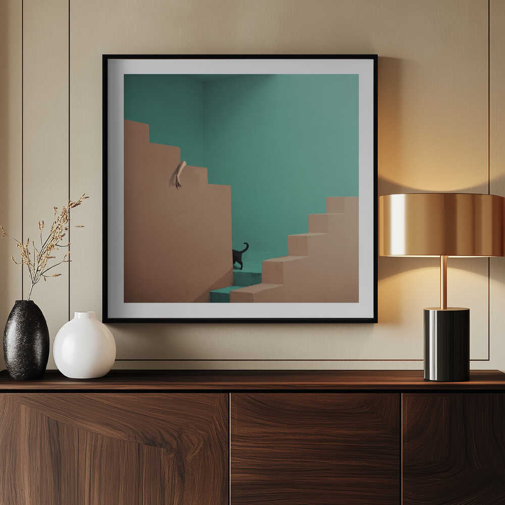Surreal Stairs and Cat, arte de hardibudi