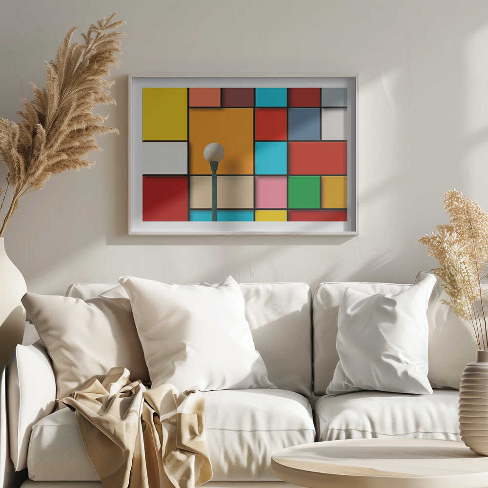 Colorful Geometric Lamppost, arte de Alfonso Novillo