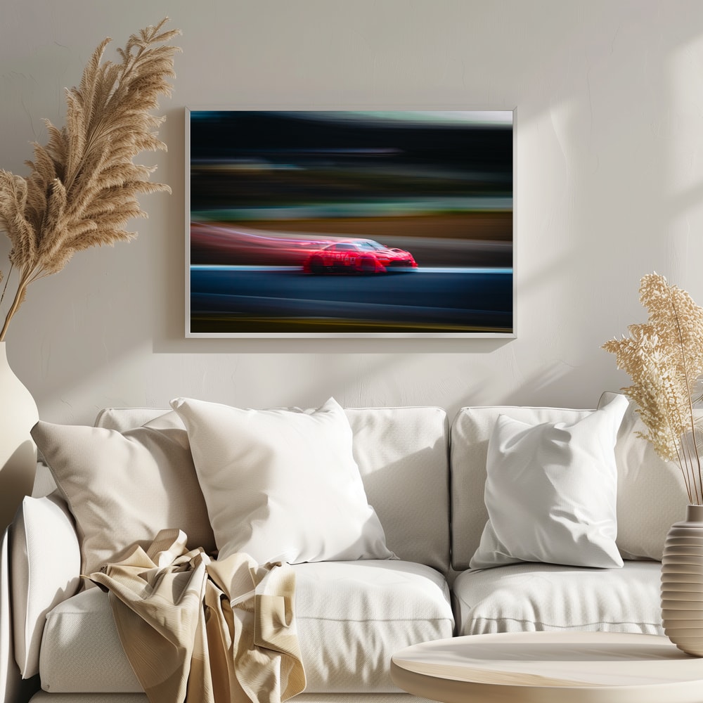 Speeding Red Race Car