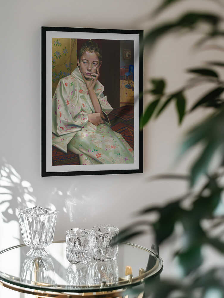 Pensive Kimono Girl, arte de Corné Akkers