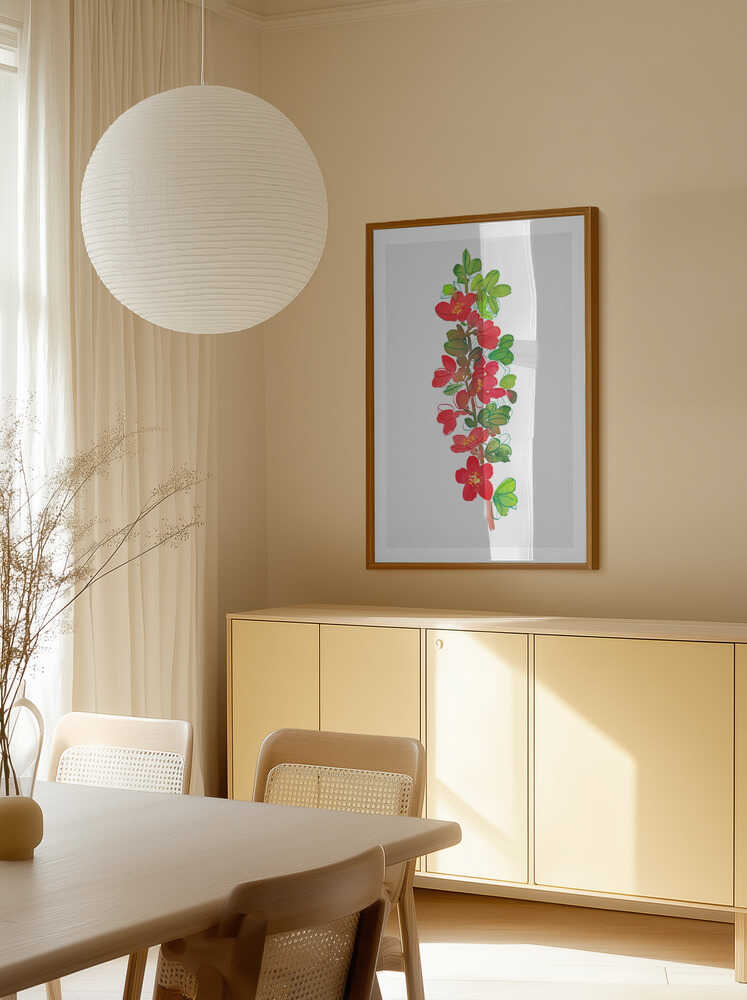 Red Blossoms Green Leaves, arte de Kata Botanical