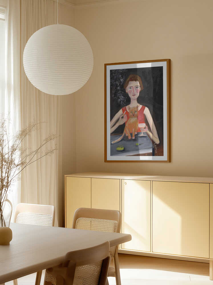 Woman Cat Cocktail Night, arte de Sharyn Bursic