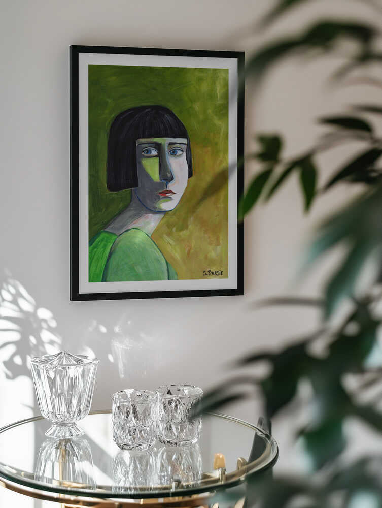Green Bob Woman, arte de Sharyn Bursic