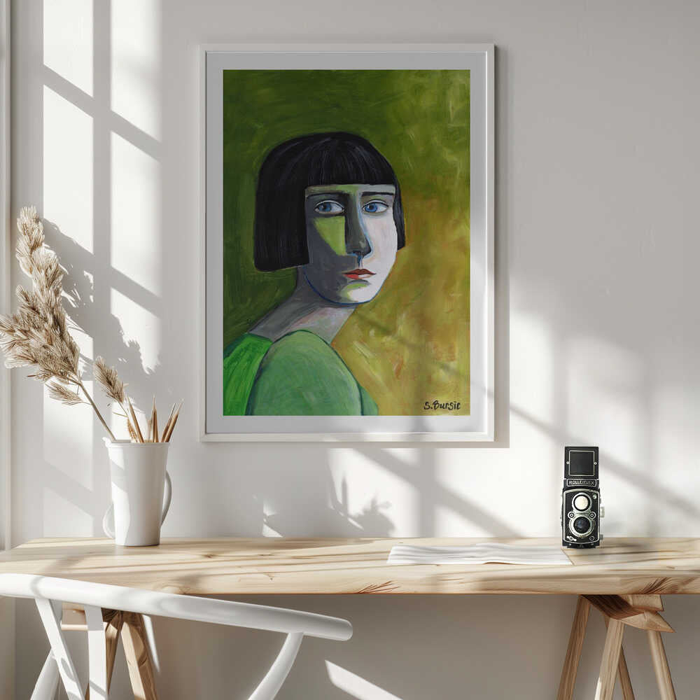 Green Bob Woman, arte de Sharyn Bursic