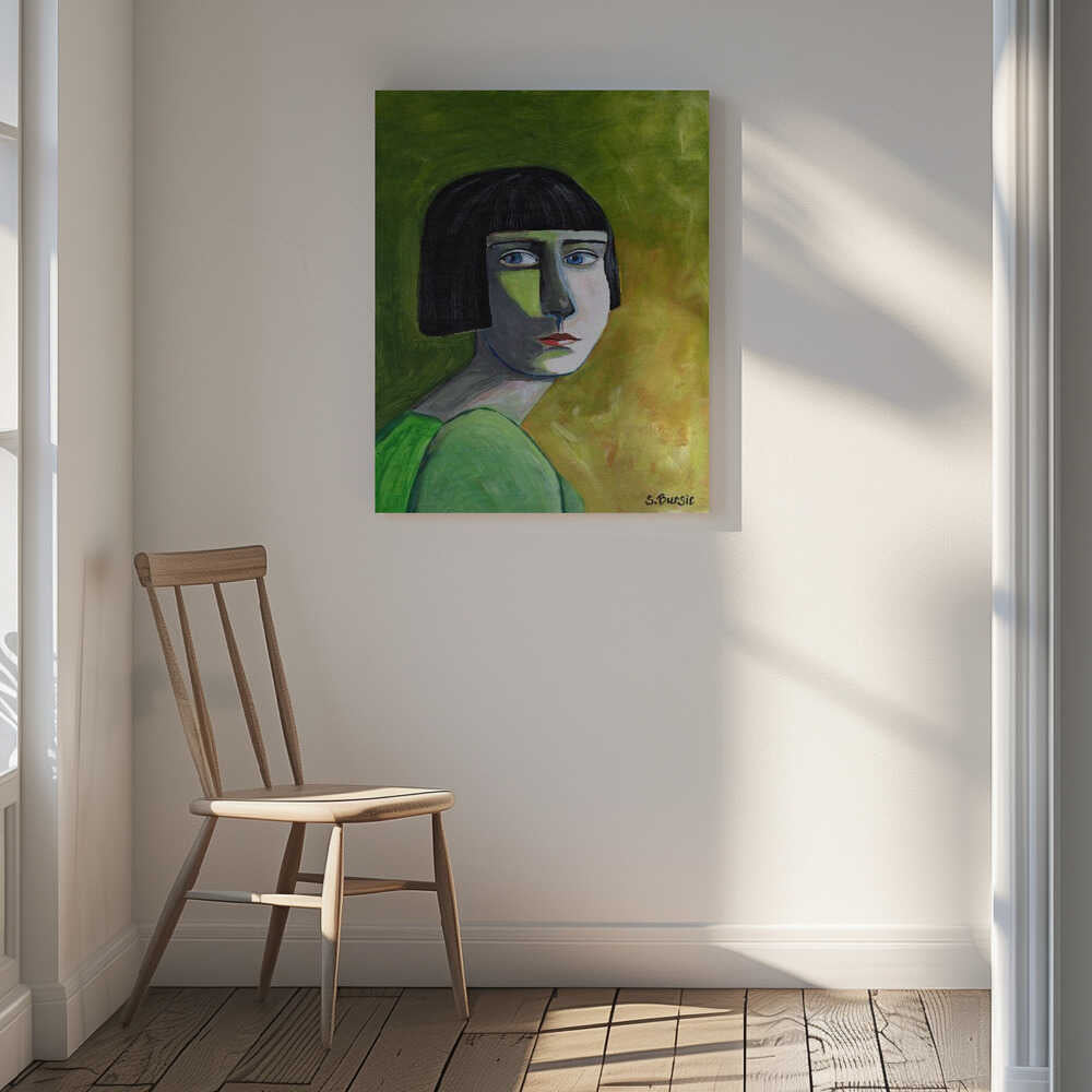 Green Bob Woman, arte de Sharyn Bursic