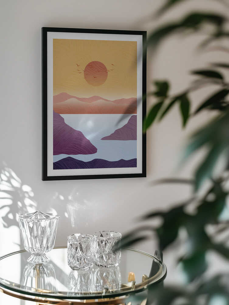 Desert Lake Sunset Birds, arte de Fadil Roze