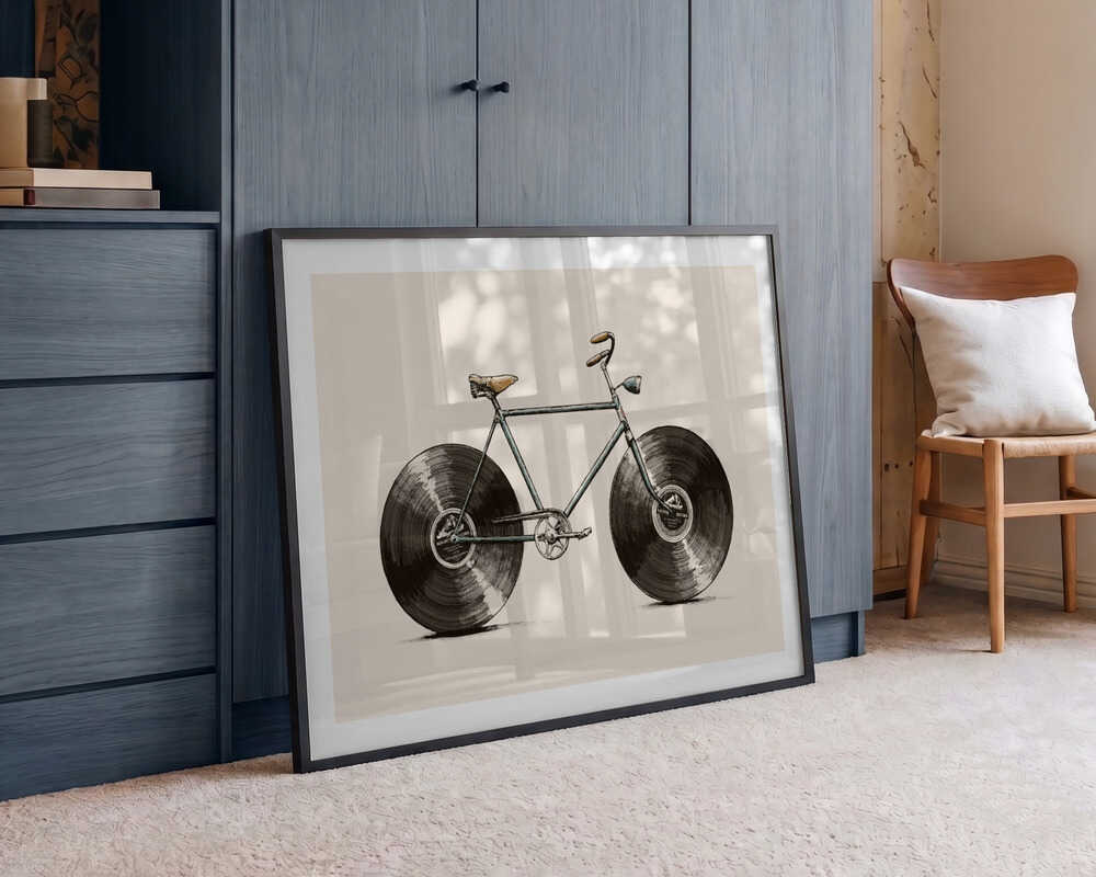Vintage Vinyl Bicycle, arte de Florent Bodart