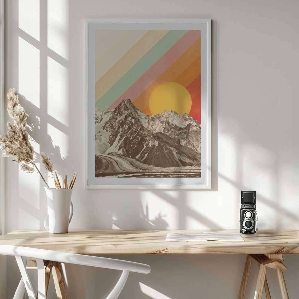 Retro Mountain Sunset, arte de Florent Bodart
