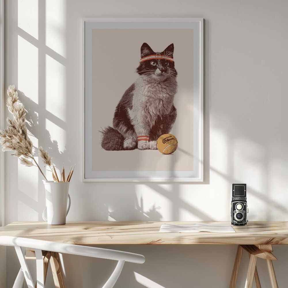 Retro Tennis Cat, arte de Florent Bodart