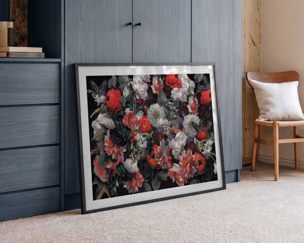Dark Floral Butterflies, arte de Sue Skellern
