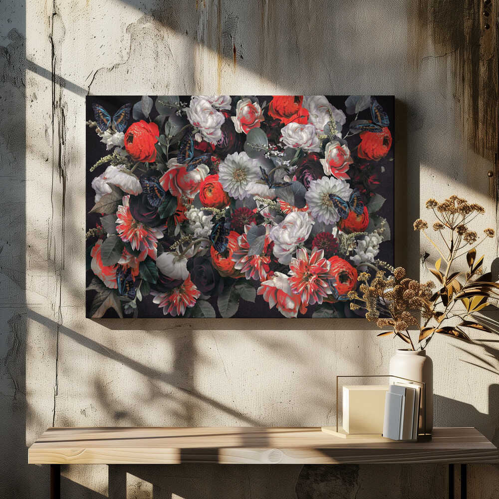 Dark Floral Butterflies, arte de Sue Skellern