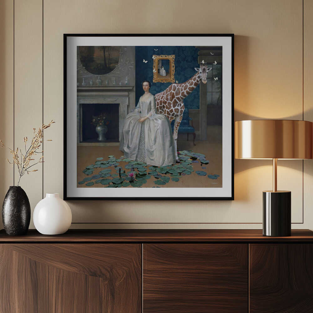 Elegant Lady and Giraffe, arte de Sue Skellern