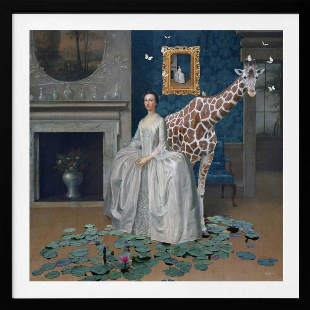 Elegant Lady and Giraffe, arte de Sue Skellern