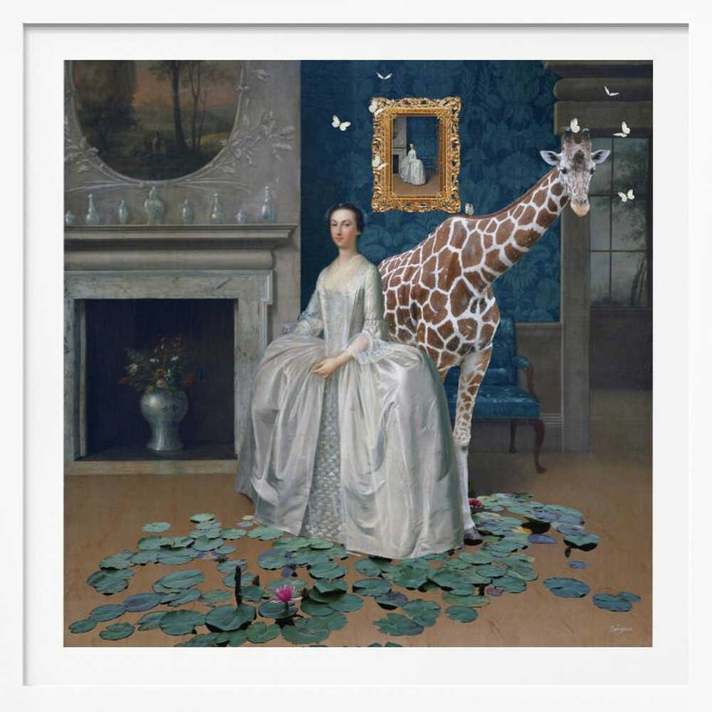 Elegant Lady and Giraffe, arte de Sue Skellern