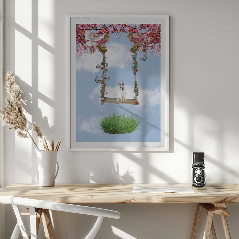 Whimsical Rabbit Swing, arte de Sue Skellern