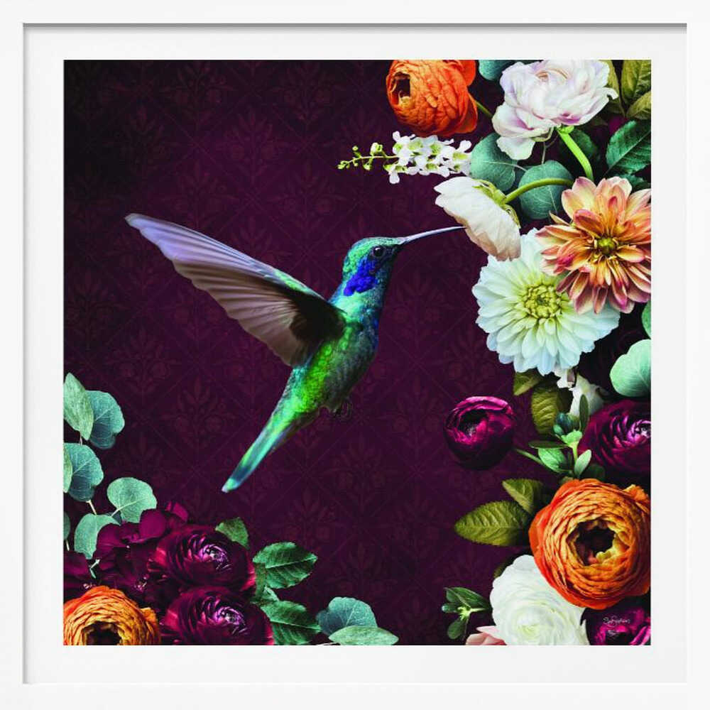 Vibrant Floral Hummingbird, arte de Sue Skellern