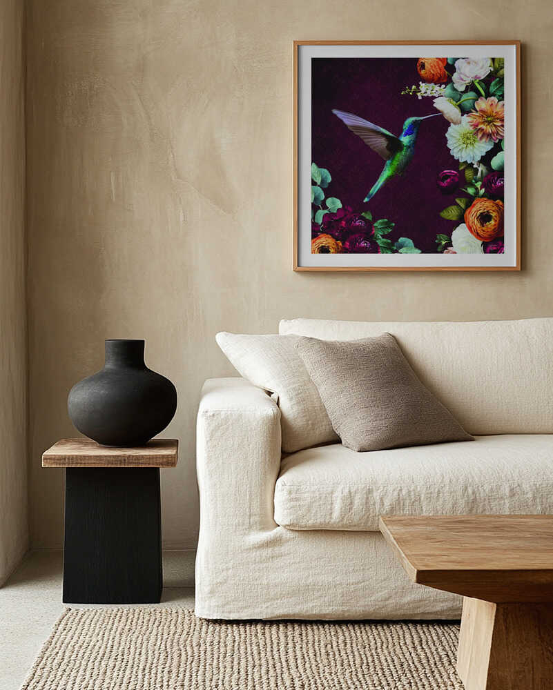 Vibrant Floral Hummingbird, arte de Sue Skellern