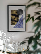 Modern Gold Blue Shapes, arte de Little Dean