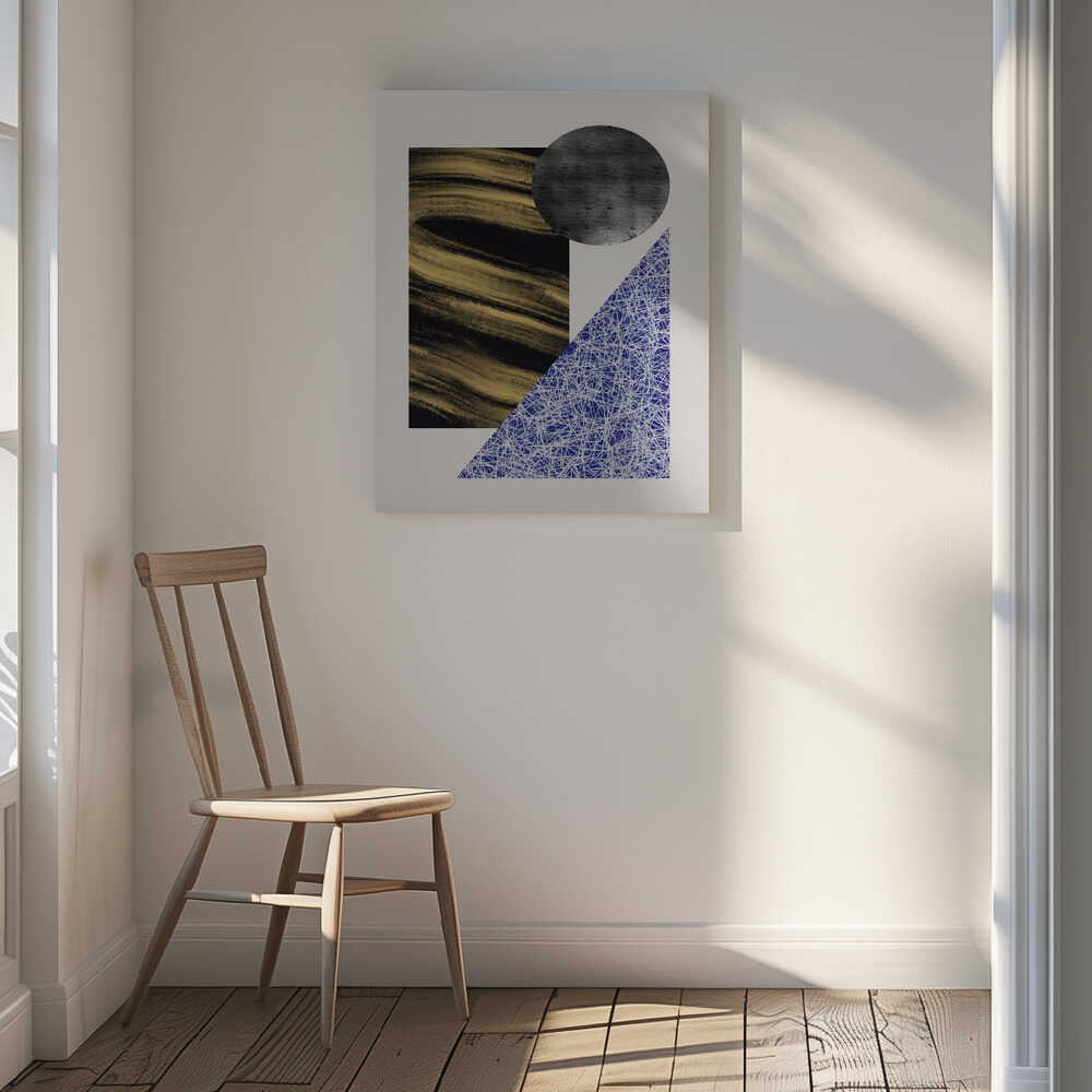 Modern Gold Blue Shapes, arte de Little Dean