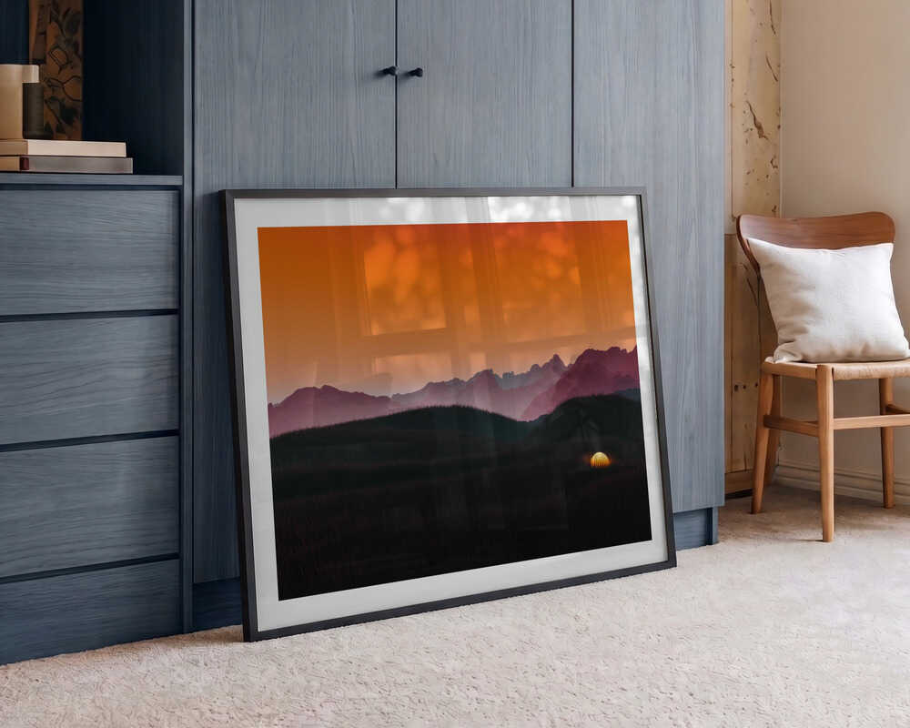 Orange Mountain Sunset, arte de Javier Pardina