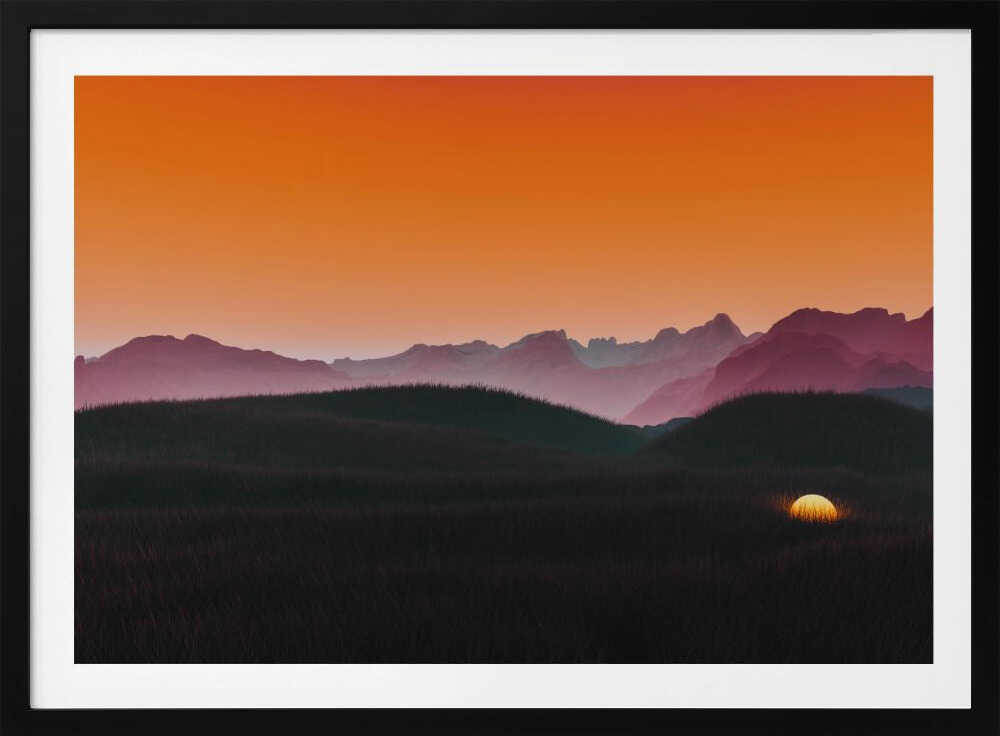 Orange Mountain Sunset, arte de Javier Pardina