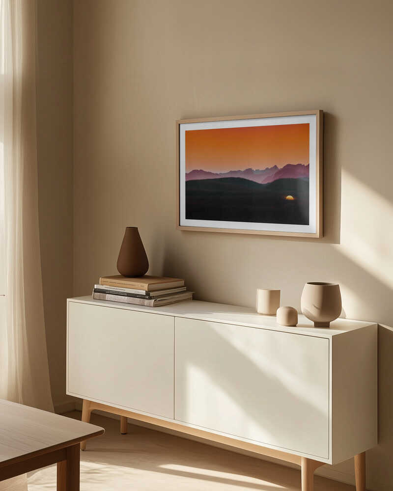 Orange Mountain Sunset, arte de Javier Pardina