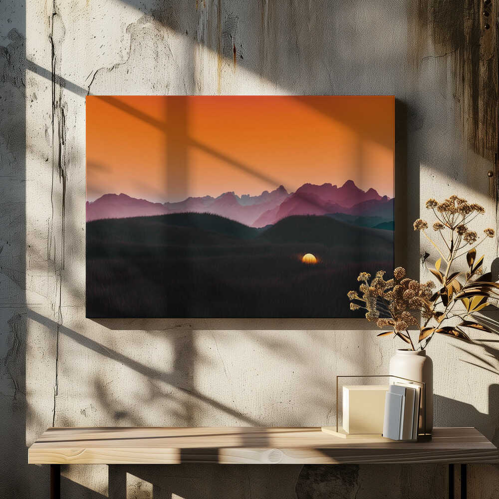 Orange Mountain Sunset, arte de Javier Pardina