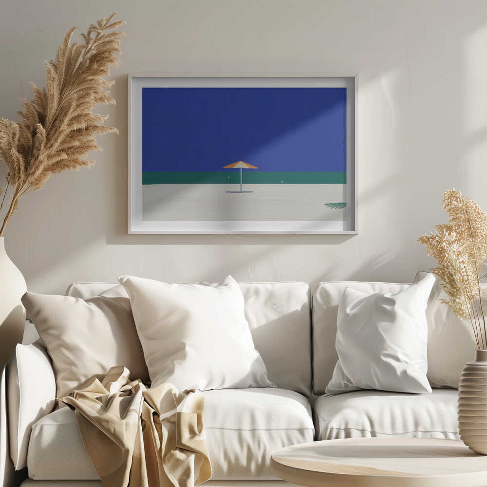 Serene Beach Umbrella, arte de Little Dean