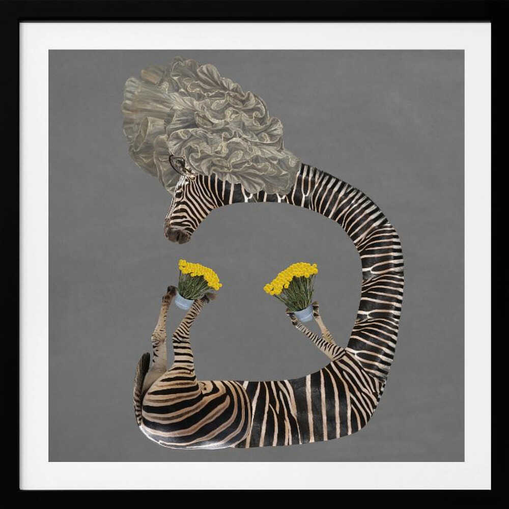 Whimsical Zebra Flowers, arte de Collage Malage