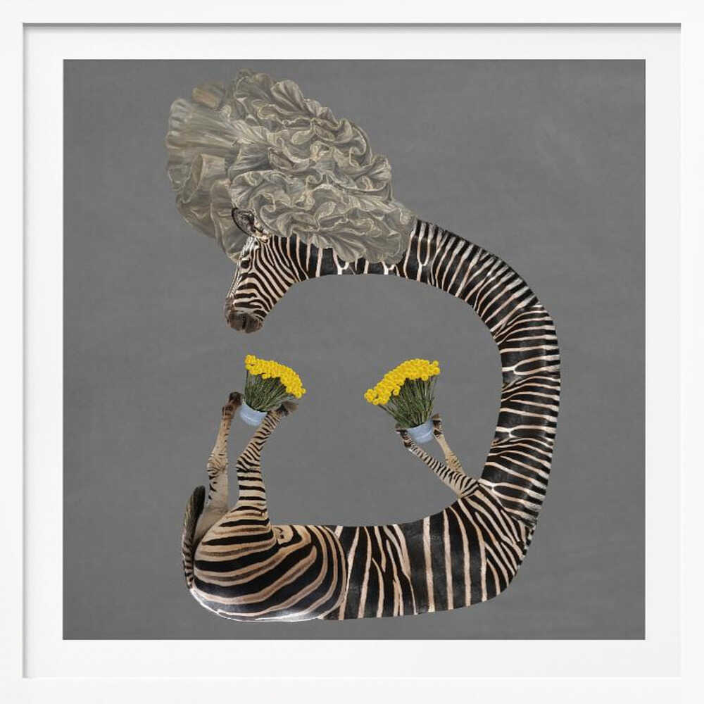 Whimsical Zebra Flowers, arte de Collage Malage