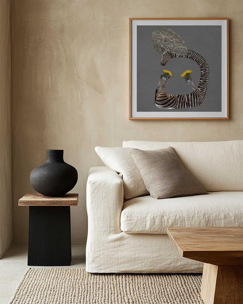 Whimsical Zebra Flowers, arte de Collage Malage