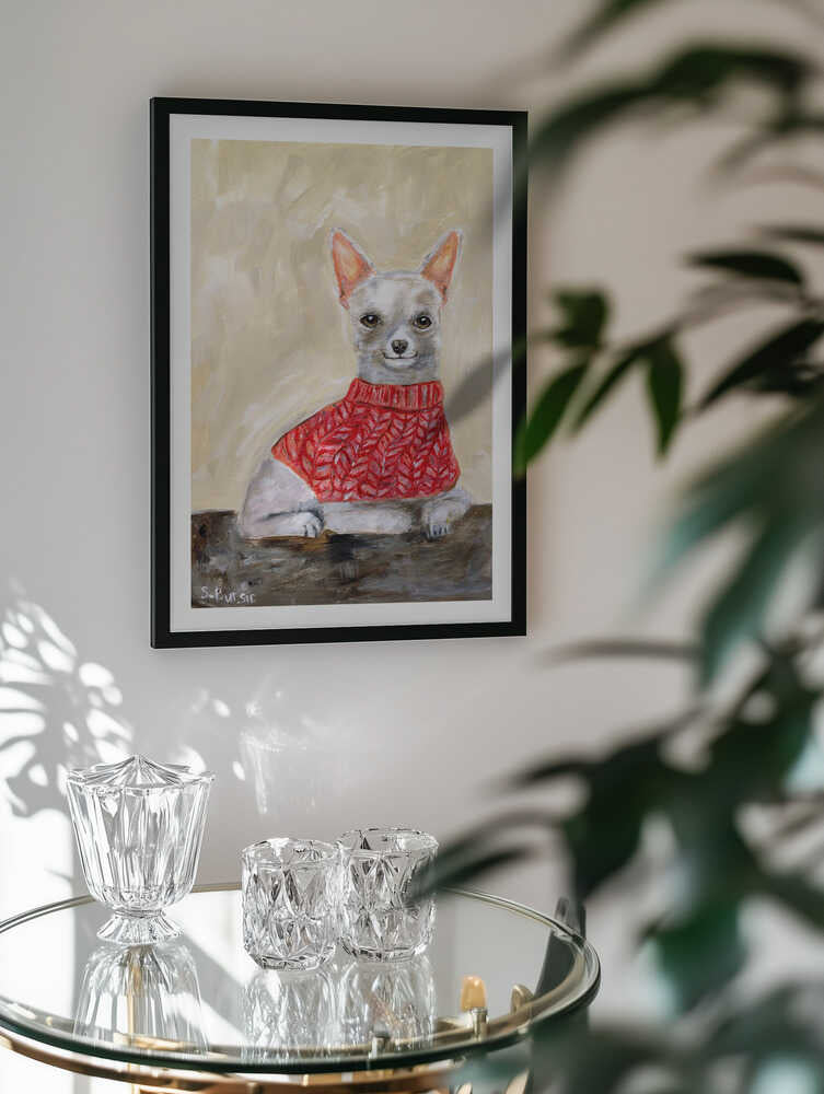 Chihuahua in Red Sweater, arte de Sharyn Bursic