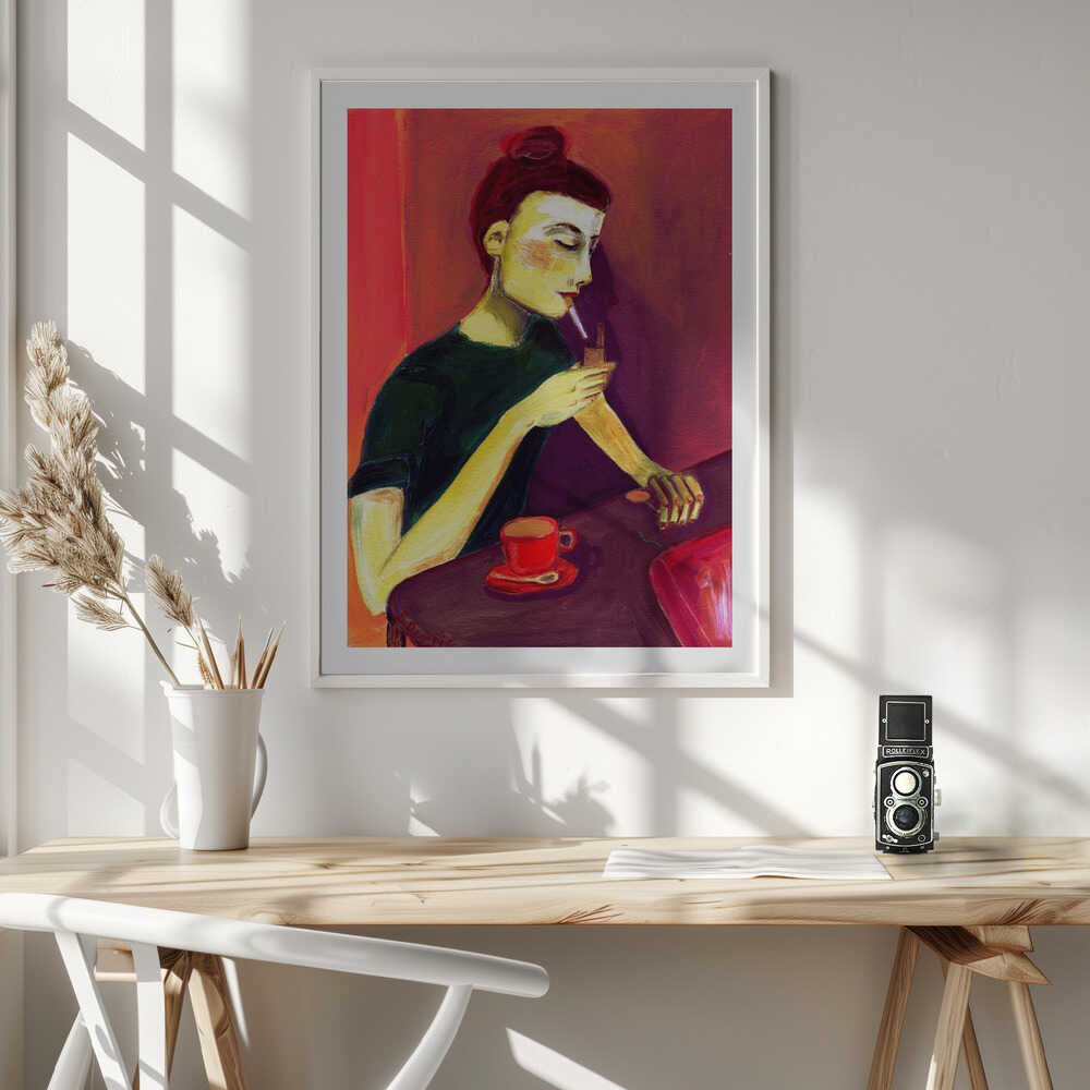 Smoking Woman With Coffee, arte de Sharyn Bursic