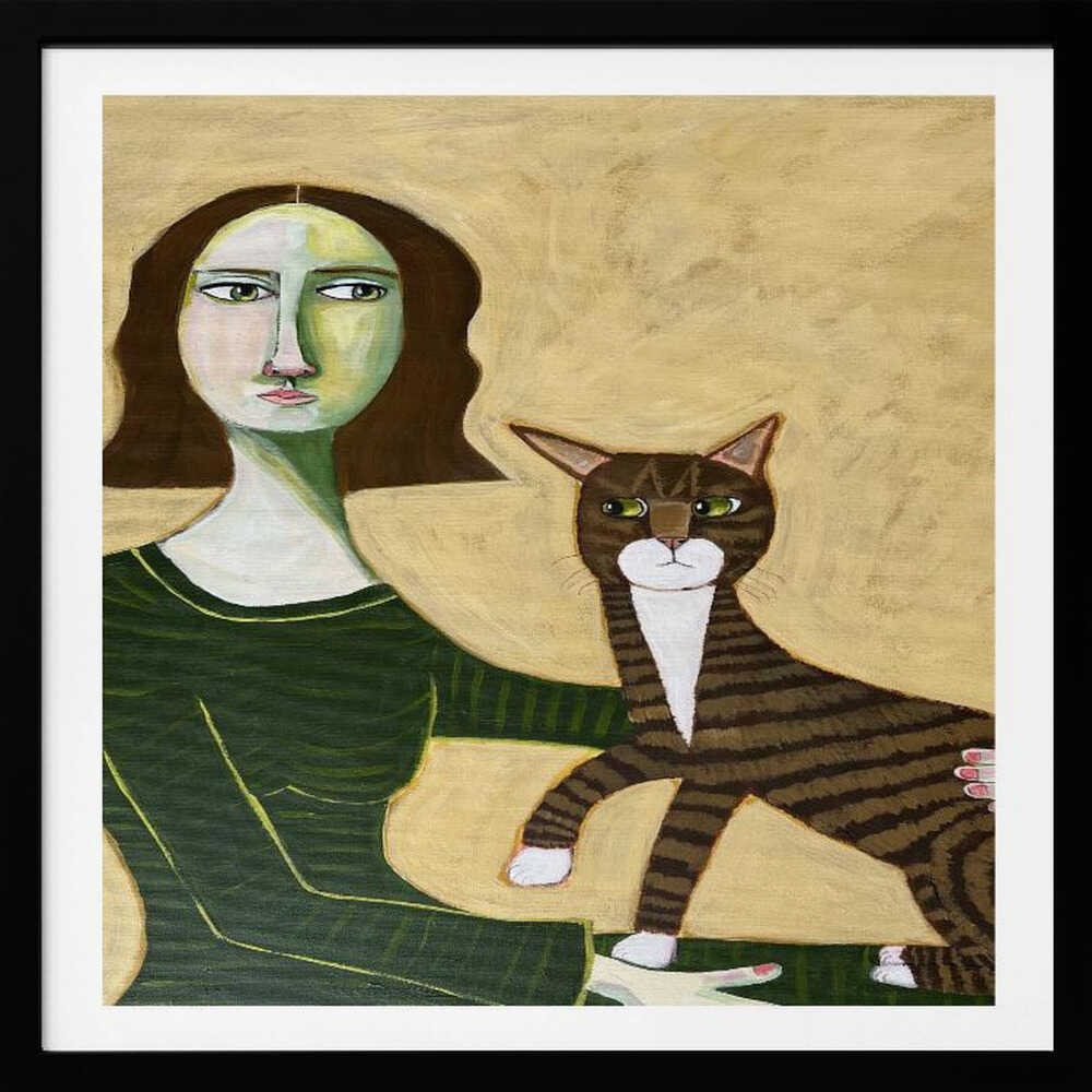 Woman with Tabby Cat, arte de Sharyn Bursic