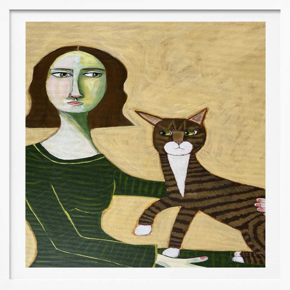 Woman with Tabby Cat, arte de Sharyn Bursic