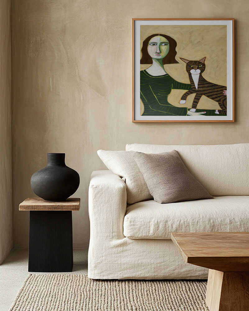 Woman with Tabby Cat, arte de Sharyn Bursic