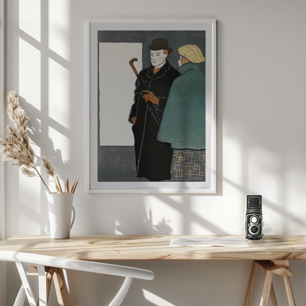 Man With Walking Stick and Woman (1896), arte de Edward Penfield