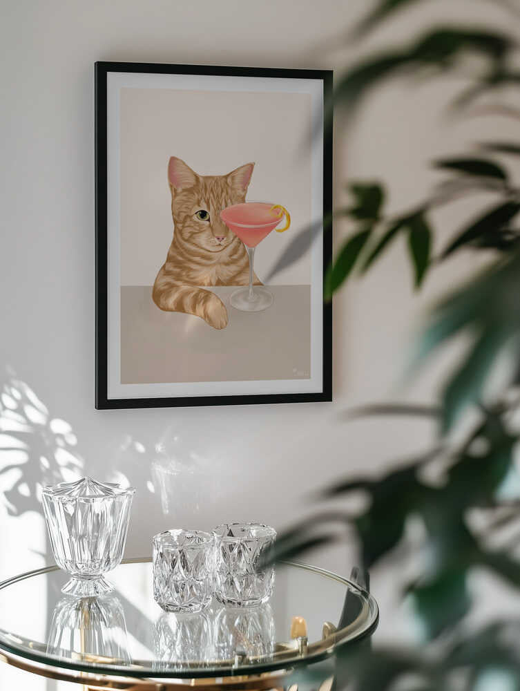 Curious Cat Cocktail, arte de Tara Royle