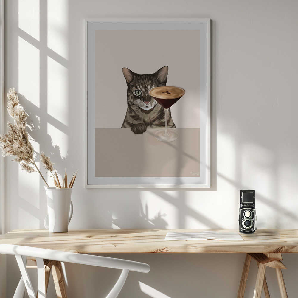 Curious Cat Coffee Martini, arte de Tara Royle