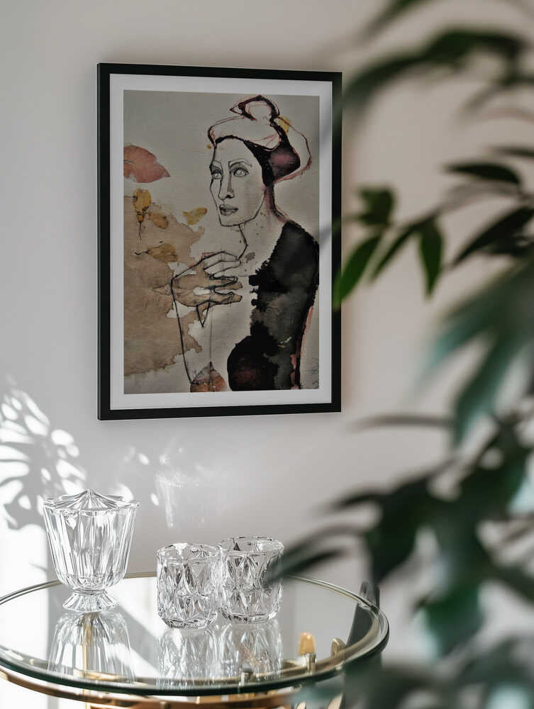 Pensive Woman With Leaves, arte de Doris Schmitz