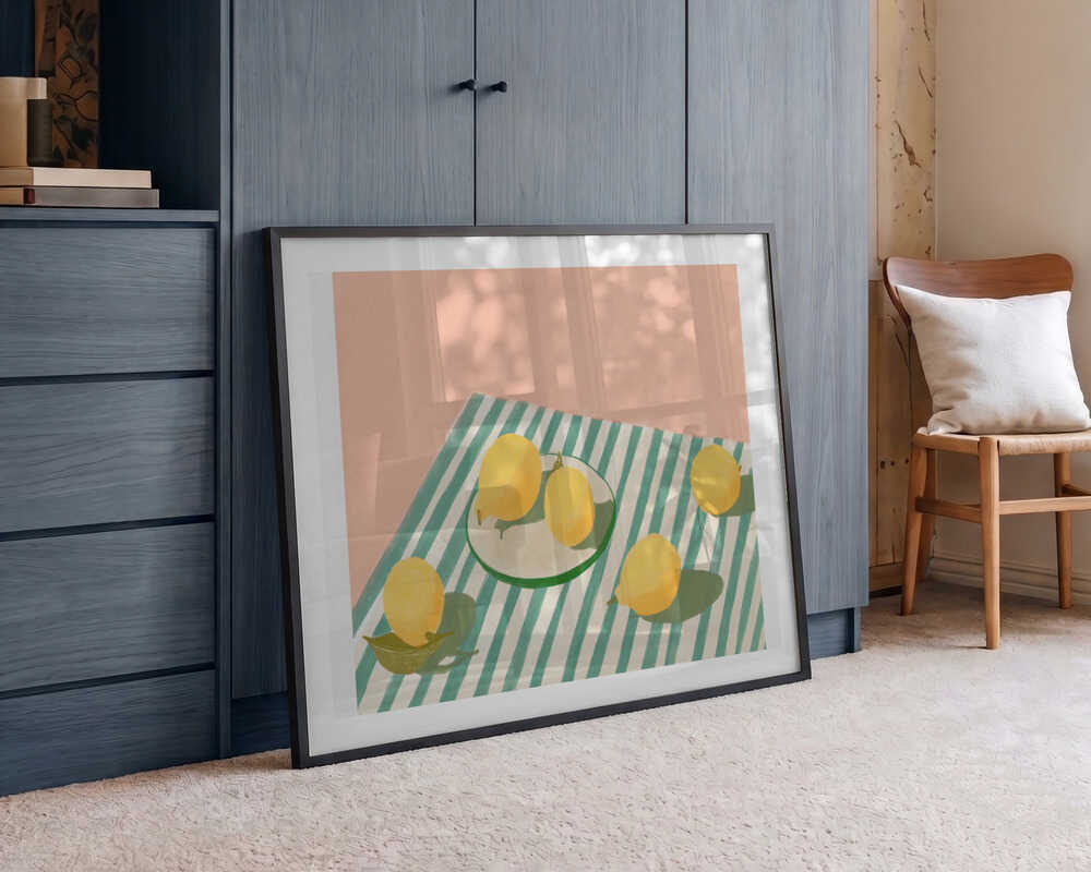 Lemons and stripes, arte de Jenny Liz Rome
