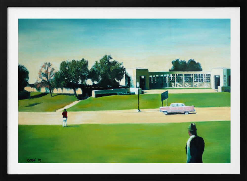 Vintage Pink Car Scene, arte de Corné Akkers