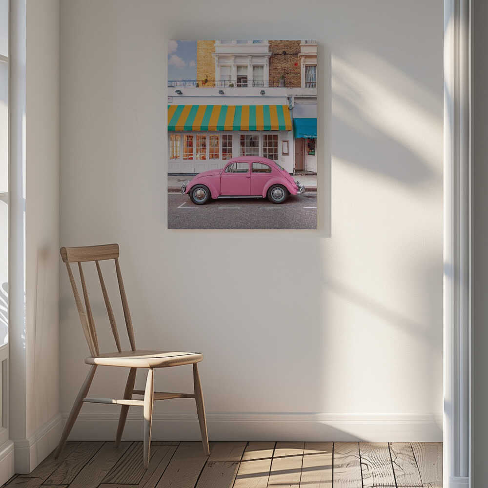 Vintage Pink Car Street, arte de Gabor Estefan