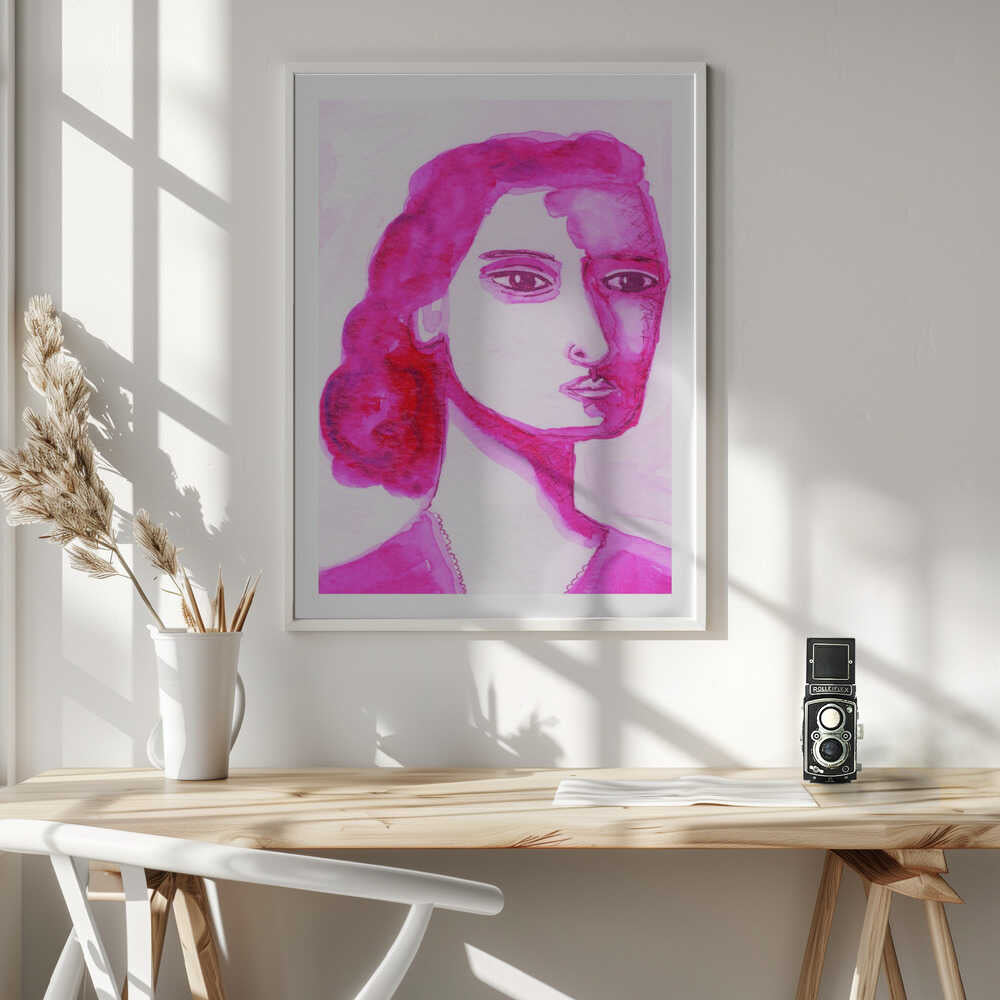 Expressive Pink Portrait, arte de Sharyn Bursic
