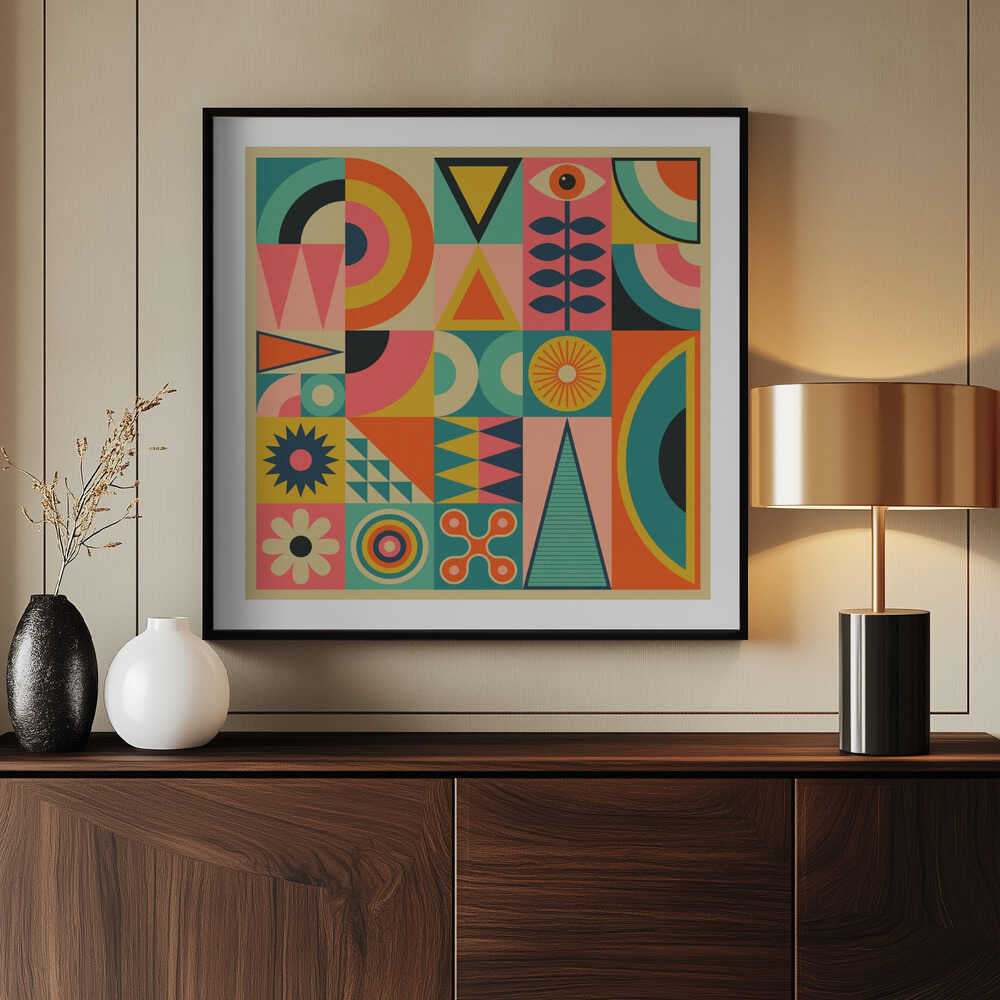Colorful Retro Geometry, arte de Jazzberry Blue