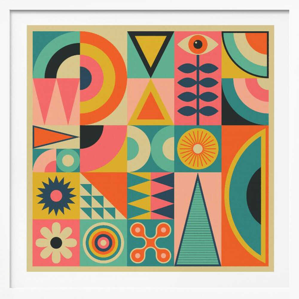 Colorful Retro Geometry, arte de Jazzberry Blue